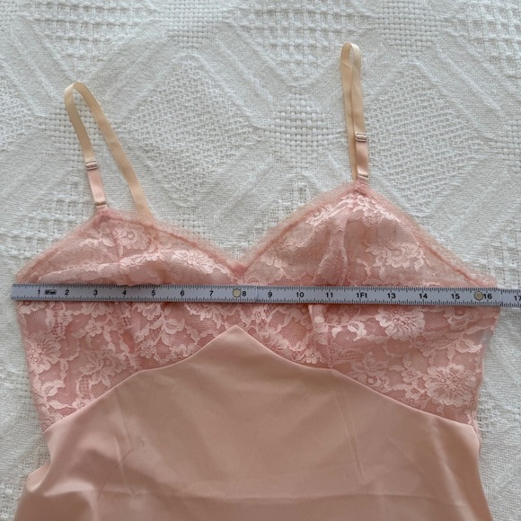 VTG Vanity Fair Powder Pink Slip Lace Dress Lingerie Pinup Boudoit - Picture 10 of 13